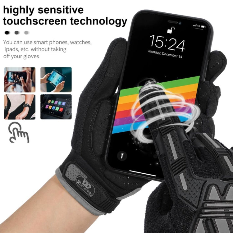 WEST BIKING YP0211208 Riding Gloves Motorcycle Bike Long Finger Non-Slip Touch Screen Gloves, M, L, XL