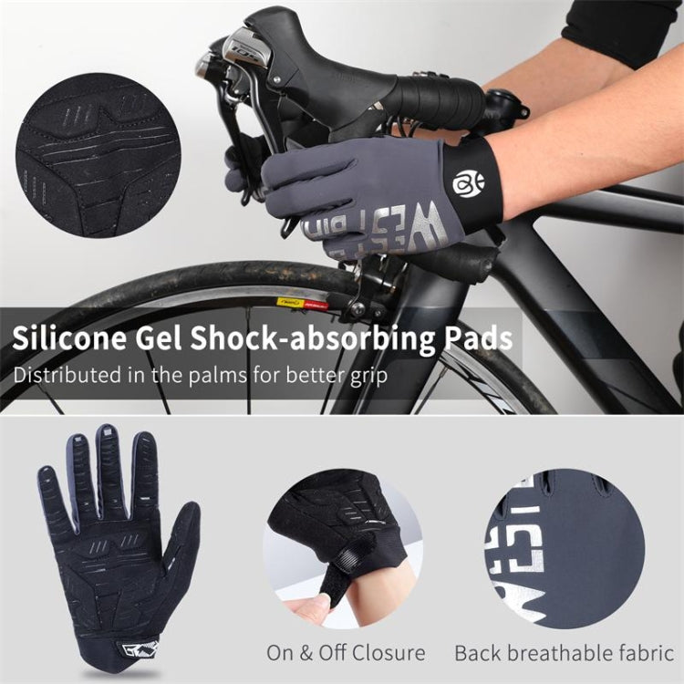 WEST BIKING YP0211214 Long Finger Shock Absorption Non-Slip Touch Screen Gloves Cycling Sports Gloves, M, L, XL