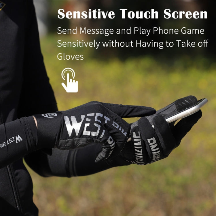 WEST BIKING YP0211214 Long Finger Shock Absorption Non-Slip Touch Screen Gloves Cycling Sports Gloves, M, L, XL