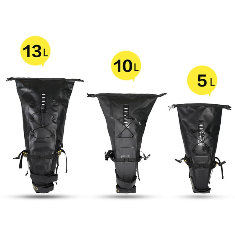 Rhinowalk RK19511 Full Waterproof Bicycle Saddle Tail Bag Big Capacity Road Bike Bag, RK19511 Black 10L, RK19512 Black 5L, RK19513 Black 13L