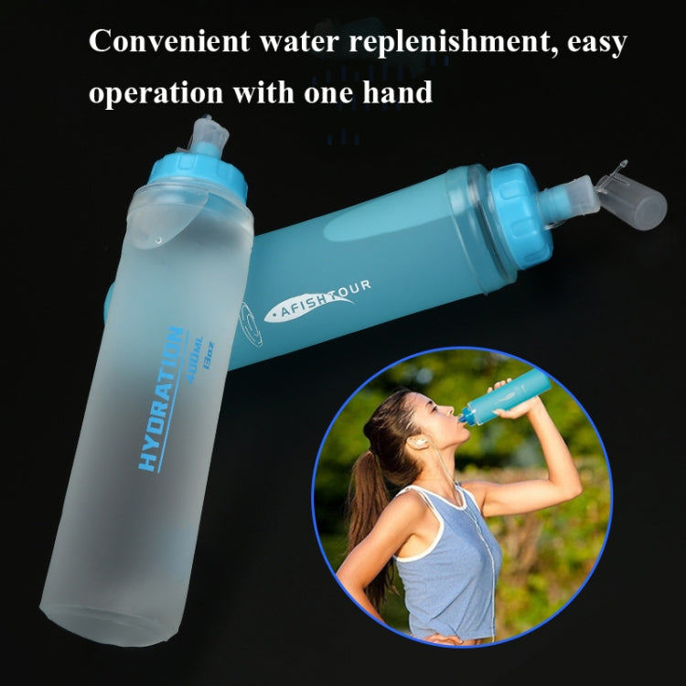 AFISHTOUR TPU Outdoor Sports Soft Water Bag Marathon Water Bottle Folding Water Bag, Capacity:, 400ml (Blue), 400ml (Transparent), 300ml (Blue), 300ml (Transparent)