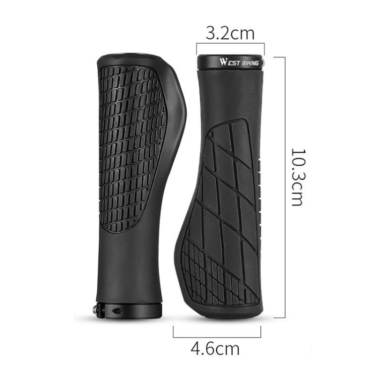 1 Pair WEST BIKING YP0804060 Bicycle Grips Mountain Bike Non-Slip Rubber Grips, YP0804060