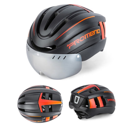 PROMEND TK-12H15 Mountain Bike USB Magnetic Goggles Helmet With Warning Light, PROMEND TK-12H15(Black Red), PROMEND TK-12H15(Titanium Gray)