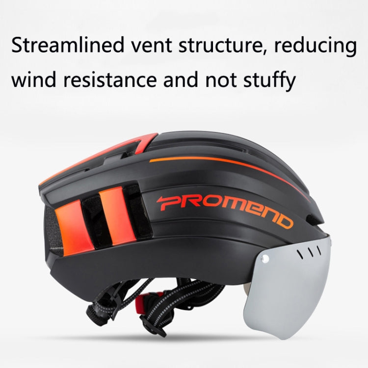PROMEND TK-12H15 Mountain Bike USB Magnetic Goggles Helmet With Warning Light, PROMEND TK-12H15(Black Red), PROMEND TK-12H15(Titanium Gray)