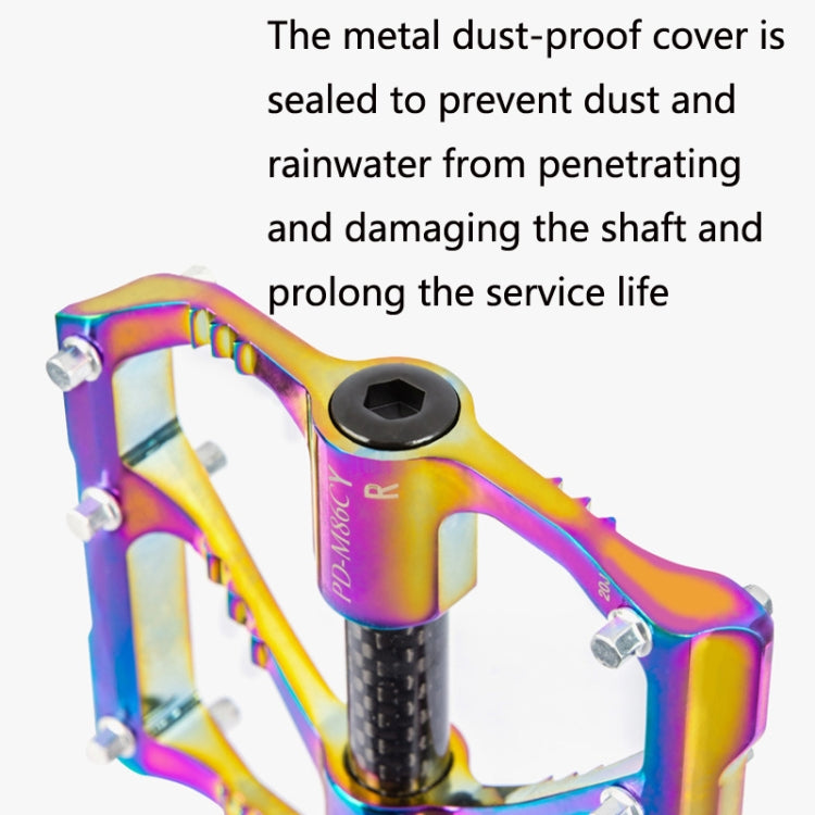 1 Pair PROMEND Three Peilin Bearing Aluminum Alloy CNC Bicycle Colorful Pedal, PD-M86CY, PD-R87CY