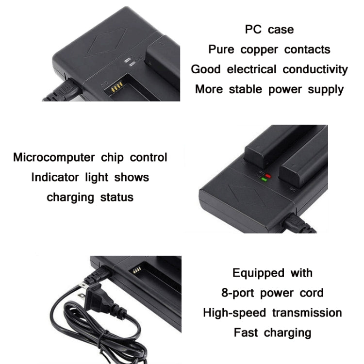 Jinnet 2 PCS Smart Dual Charge Handheld Gimbal Camera Battery Charger For DJI/Osmo