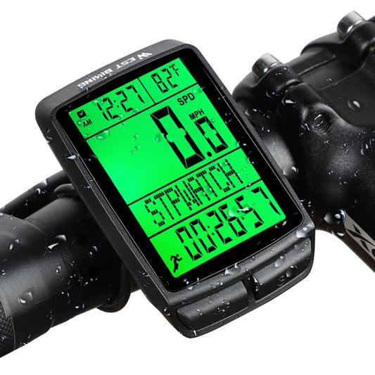 WEST BIKING 5 Languages Bicycle Waterproof Backlight Multifunction Wireless Odometer Speedometer, 5 Languages