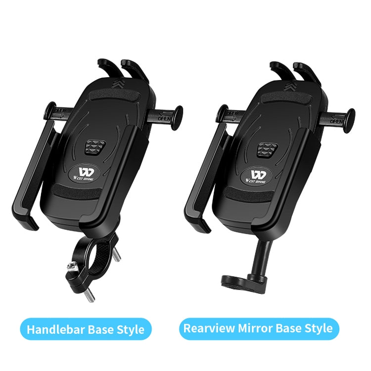 WEST BIKING  Bike Mobile Phone Holder Aluminum 360 Rotatable Electric Bike Scooter Motorcycle Phone Stand,Style:, Handlebar Style, Rearview Mirror Style