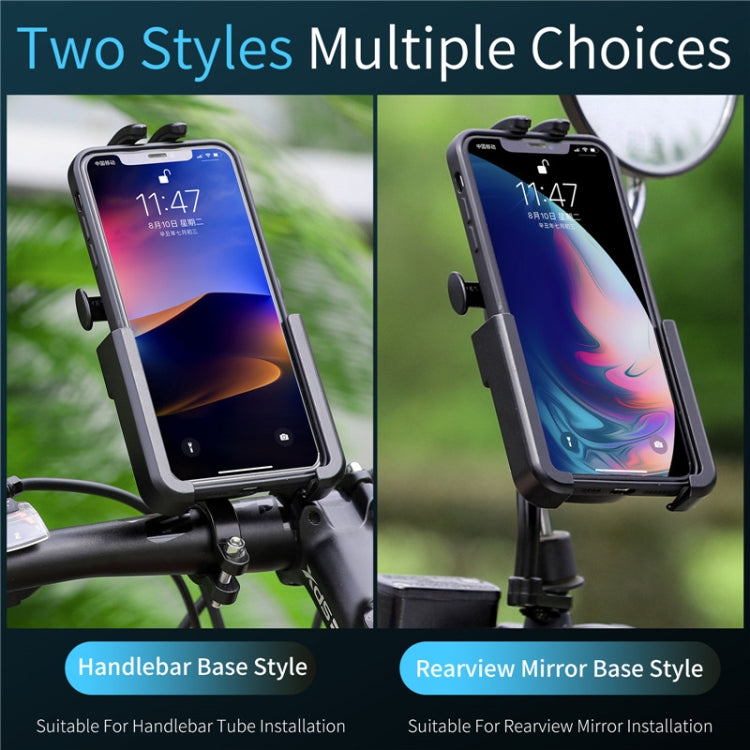 WEST BIKING  Bike Mobile Phone Holder Aluminum 360 Rotatable Electric Bike Scooter Motorcycle Phone Stand,Style:, Handlebar Style, Rearview Mirror Style