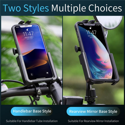 WEST BIKING  Bike Mobile Phone Holder Aluminum 360 Rotatable Electric Bike Scooter Motorcycle Phone Stand,Style:, Handlebar Style, Rearview Mirror Style