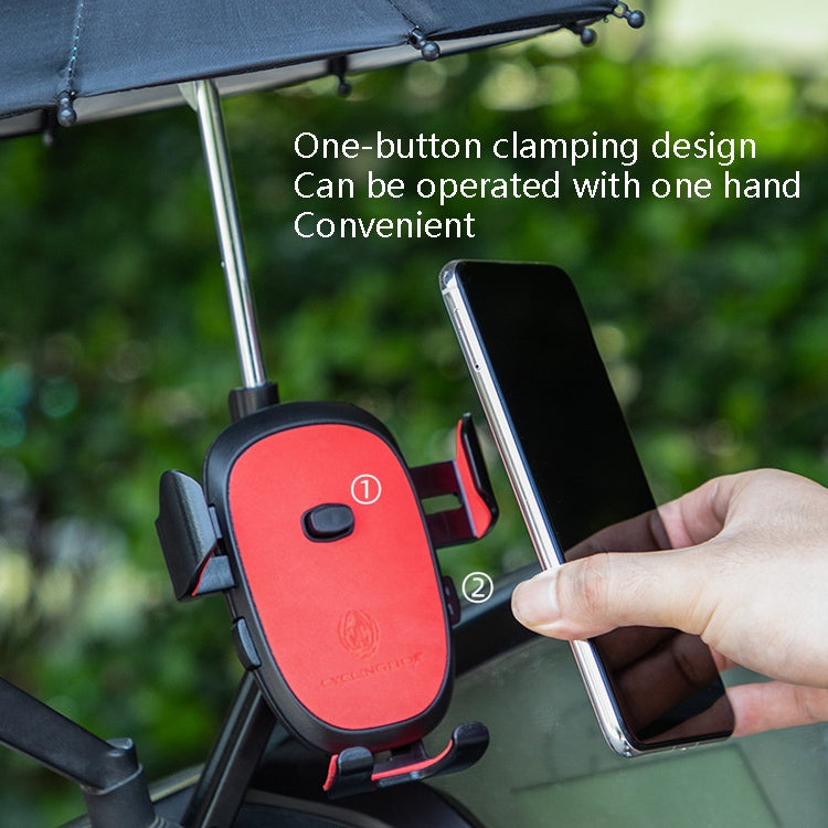 CYCLINGBOX BG-2935 Bicycle Mobile Phone Bracket With Umbrella Waterproof Navigation Electric Car Mobile Phone Frame, Style:, Handlebar Installation (Black), Handlebar Installation (Red), Handlebar Installation (Blue), Handlebar Installation (Yellow)���...