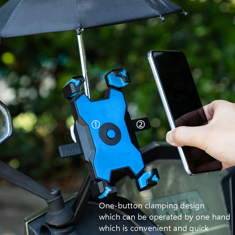 CYCLINGBOX Bicycle Mobile Phone Bracket With Parasol Rider Mobile Phone Frame, Style:, Handlebar Installation (Black), Handlebar Installation (Red), Handlebar Installation (Yellow), Handlebar Installation (Bue), Rearview Mirror Installation (Black)����...