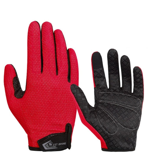WEST BIKING YP0211223 Full-Finger Gloves For Cycling Shock Absorption Non-Slip Touch Screen Gloves, M, L, XL