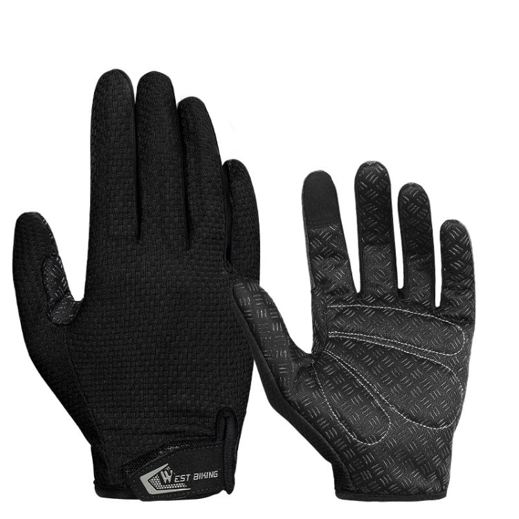 WEST BIKING YP0211223 Full-Finger Gloves For Cycling Shock Absorption Non-Slip Touch Screen Gloves, M, L, XL