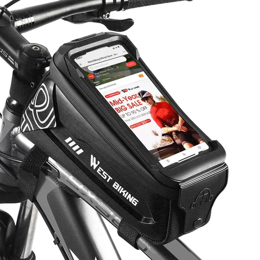 WEST BIKING 2.5L Bicycle Front Beam Mobile Phone Touch Screen Hard Shell Bag, Black, Dark Green, Fluorescent Yellow, Orange