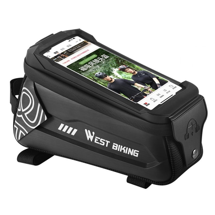 WEST BIKING 2.5L Bicycle Front Beam Mobile Phone Touch Screen Hard Shell Bag, Black, Dark Green, Fluorescent Yellow, Orange