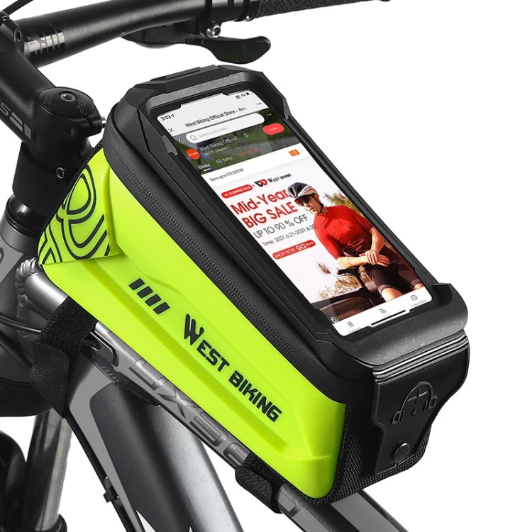WEST BIKING 2.5L Bicycle Front Beam Mobile Phone Touch Screen Hard Shell Bag, Black, Dark Green, Fluorescent Yellow, Orange