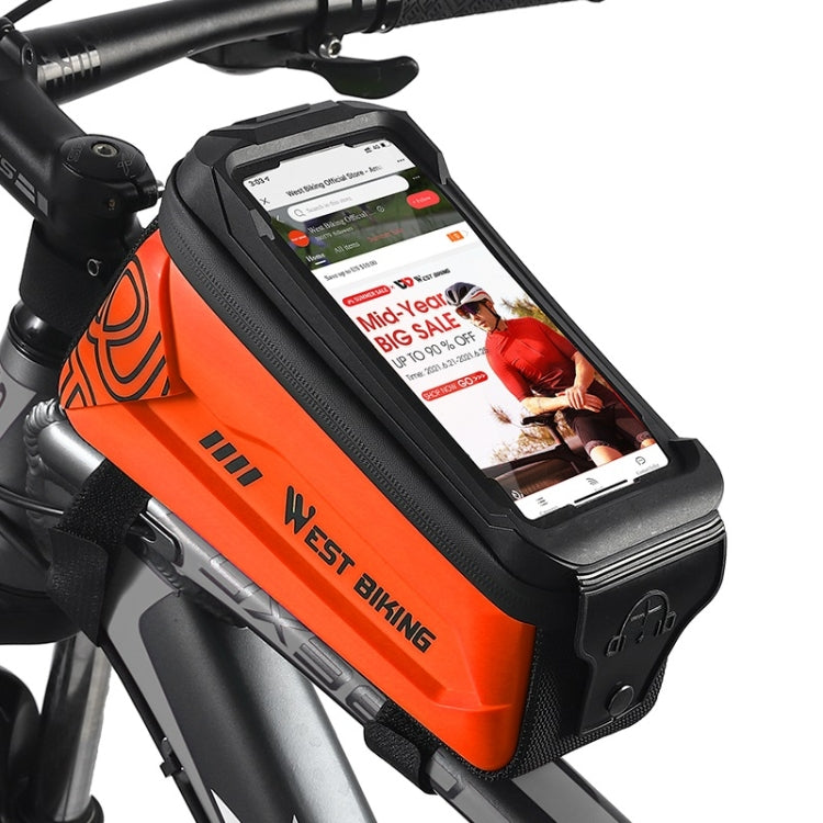 WEST BIKING 2.5L Bicycle Front Beam Mobile Phone Touch Screen Hard Shell Bag, Black, Dark Green, Fluorescent Yellow, Orange
