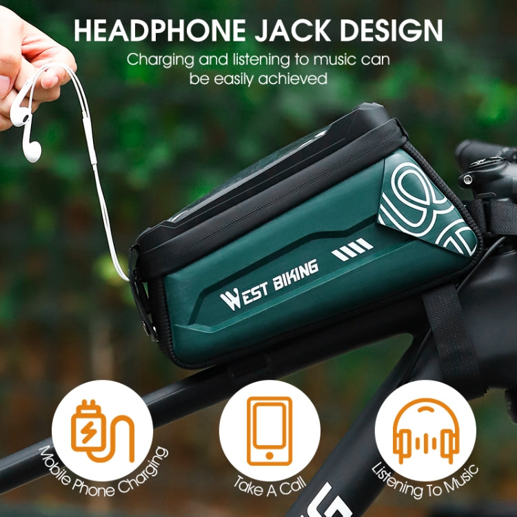 WEST BIKING 2.5L Bicycle Front Beam Mobile Phone Touch Screen Hard Shell Bag, Black, Dark Green, Fluorescent Yellow, Orange