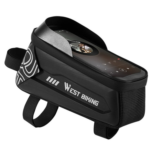 WEST BIKING Bicycle Upper Tube 2.2L Hard Shell Bag For 7.4 Inch Mobile Phone, Black, Dark Green