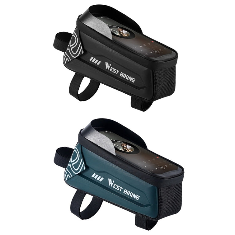 WEST BIKING Bicycle Upper Tube 2.2L Hard Shell Bag For 7.4 Inch Mobile Phone, Black, Dark Green