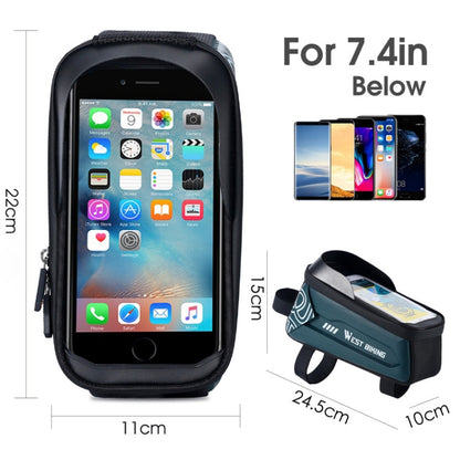 WEST BIKING Bicycle Upper Tube 2.2L Hard Shell Bag For 7.4 Inch Mobile Phone, Black, Dark Green