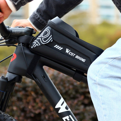 WEST BIKING Bicycle Upper Tube 2.2L Hard Shell Bag For 7.4 Inch Mobile Phone, Black, Dark Green