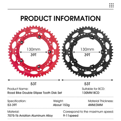 WEST BIKING YP0719274 53-39T Road Bike Crank Racing Double Disc, WEST BIKING YP0719274 53-39T