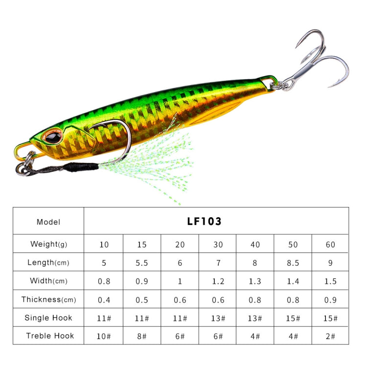 PROBEROS LF103 Simulation Metal Sea Fishing Bait, 10g, 15g, 20g, 30g, 40g, 50g, 60g