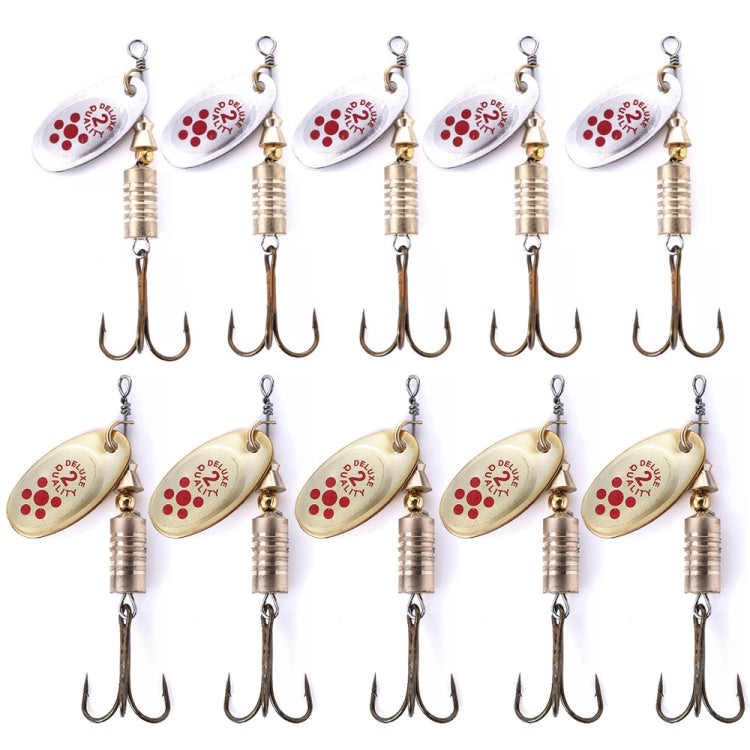 10 PCS HENGJIA  SP054 6.7cm / 7g Fresh Water Sequins Road Bait, Silver, Gold, Gold+Silver, Green Stripes, Black Gold Point, Copper