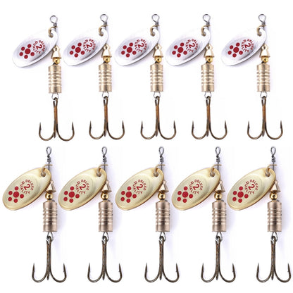 10 PCS HENGJIA  SP054 6.7cm / 7g Fresh Water Sequins Road Bait, Silver, Gold, Gold+Silver, Green Stripes, Black Gold Point, Copper