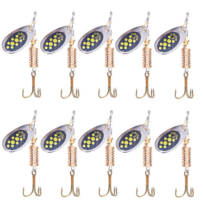 10 PCS HENGJIA  SP054 6.7cm / 7g Fresh Water Sequins Road Bait, Silver, Gold, Gold+Silver, Green Stripes, Black Gold Point, Copper