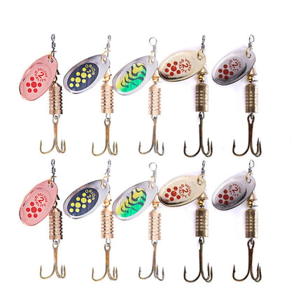 10 PCS HENGJIA  SP054 6.7cm / 7g Fresh Water Sequins Road Bait, Silver, Gold, Gold+Silver, Green Stripes, Black Gold Point, Copper