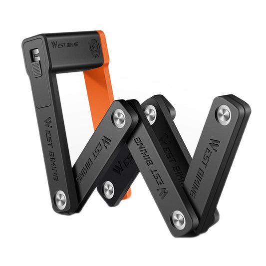 WEST BIKING Bicycle Anti-Theft Lightweight Folding Chain Lock, WEST BIKING Lock(Black Orange)