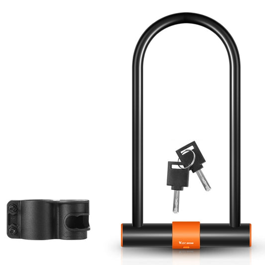 WEST BIKING Bicycle Carbon Steel Anti-Shear Anti-Theft U-Lock, Only Lock, Lock+Cable