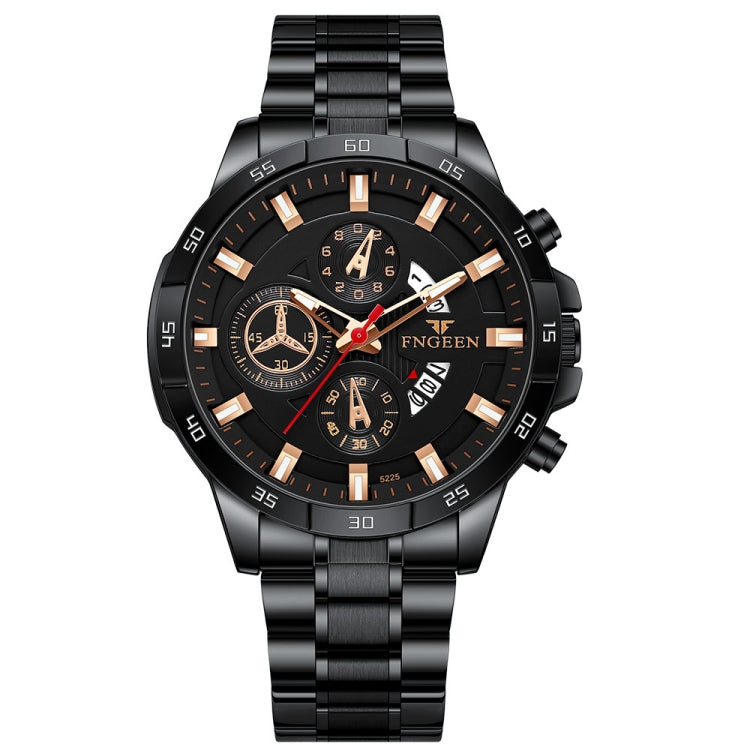 FNGEEN 5225 Multifunctional Waterproof Quartz Watch, Blue Steel Rose Shell Blue Surface, Black Steel Rose Shell Black Surface, Black Steel Black Shell Black Surface, White Steel White Shell Black Surface, Black Steel Black Circle White Surface���������...