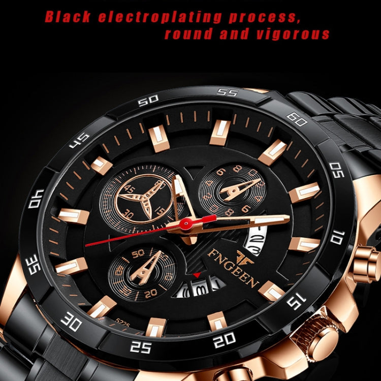 FNGEEN 5225 Multifunctional Waterproof Quartz Watch, Blue Steel Rose Shell Blue Surface, Black Steel Rose Shell Black Surface, Black Steel Black Shell Black Surface, White Steel White Shell Black Surface, Black Steel Black Circle White Surface���������...