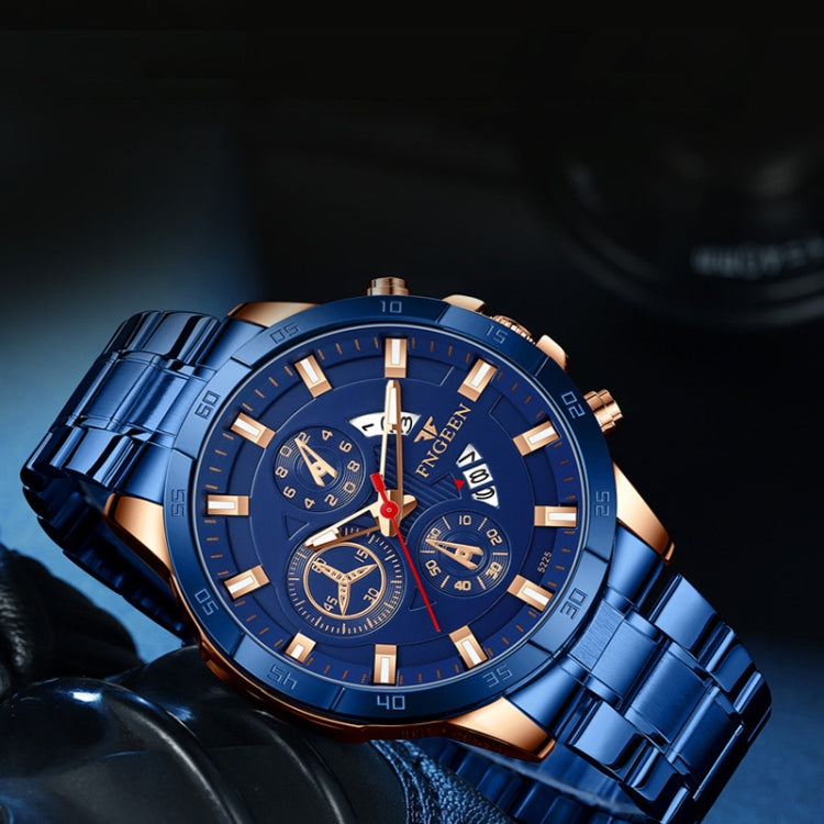 FNGEEN 5225 Multifunctional Waterproof Quartz Watch, Blue Steel Rose Shell Blue Surface, Black Steel Rose Shell Black Surface, Black Steel Black Shell Black Surface, White Steel White Shell Black Surface, Black Steel Black Circle White Surface���������...