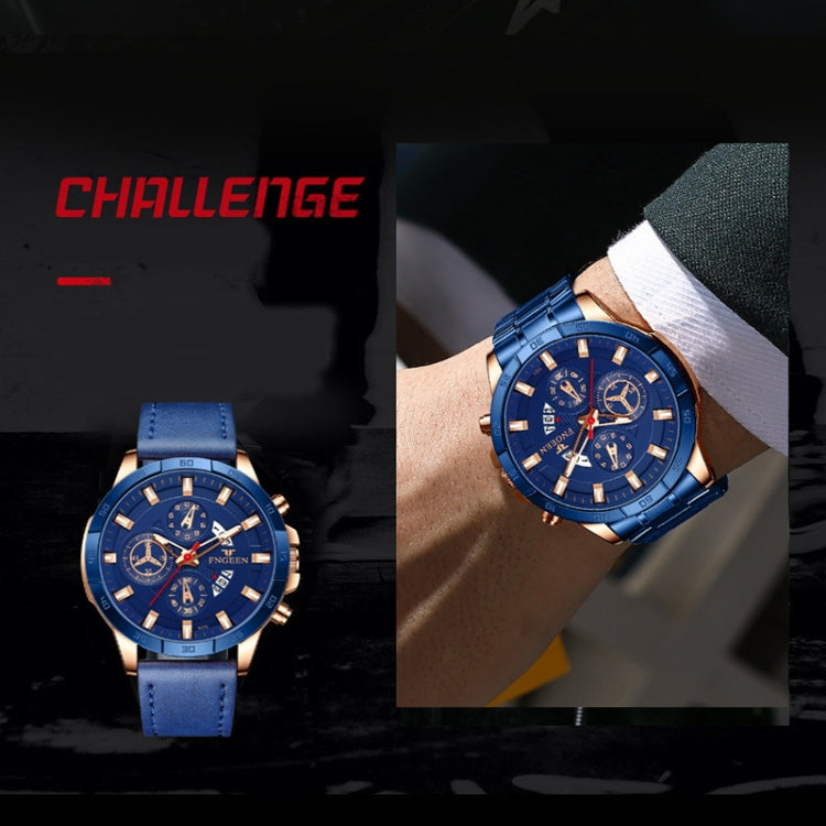FNGEEN 5225 Multifunctional Waterproof Quartz Watch, Blue Steel Rose Shell Blue Surface, Black Steel Rose Shell Black Surface, Black Steel Black Shell Black Surface, White Steel White Shell Black Surface, Black Steel Black Circle White Surface���������...