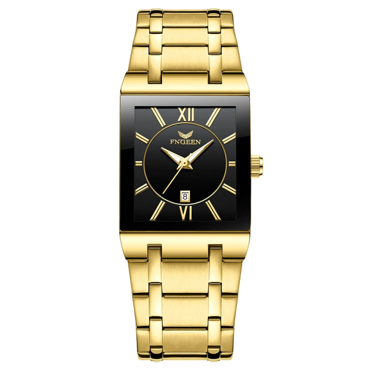FNGEEN 3627 Waterproof Calendar Men Square Watch, Full Gold Black Surface, Full Gold Gold Surface, Black Belt Rose Shell Black Surface, Black Belt Gold Shell Black Surface, Black Belt Black Shell Black Surface, White Steel White Surface����������������...