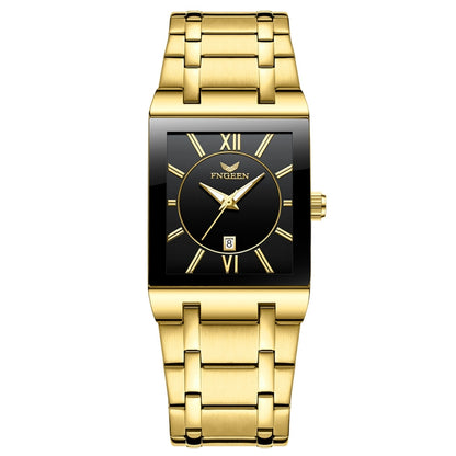 FNGEEN 3627 Waterproof Calendar Men Square Watch, Full Gold Black Surface, Full Gold Gold Surface, Black Belt Rose Shell Black Surface, Black Belt Gold Shell Black Surface, Black Belt Black Shell Black Surface, White Steel White Surface����������������...