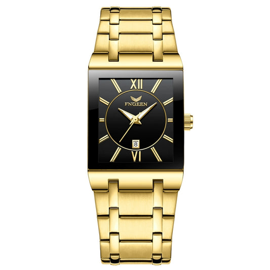 FNGEEN 3627 Waterproof Calendar Men Square Watch, Full Gold Black Surface, Full Gold Gold Surface, Black Belt Rose Shell Black Surface, Black Belt Gold Shell Black Surface, Black Belt Black Shell Black Surface, White Steel White Surface����������������...