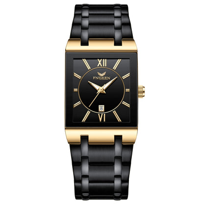 FNGEEN 3627 Waterproof Calendar Men Square Watch, Full Gold Black Surface, Full Gold Gold Surface, Black Belt Rose Shell Black Surface, Black Belt Gold Shell Black Surface, Black Belt Black Shell Black Surface, White Steel White Surface����������������...
