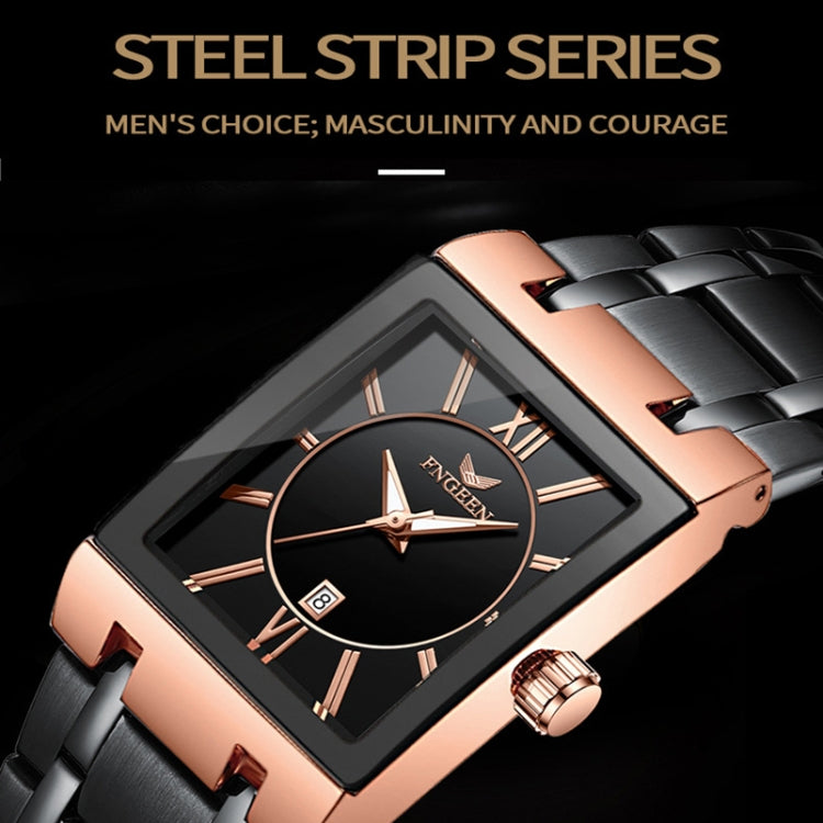 FNGEEN 3627 Waterproof Calendar Men Square Watch, Full Gold Black Surface, Full Gold Gold Surface, Black Belt Rose Shell Black Surface, Black Belt Gold Shell Black Surface, Black Belt Black Shell Black Surface, White Steel White Surface����������������...
