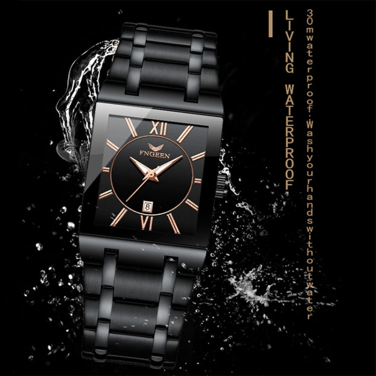 FNGEEN 3627 Waterproof Calendar Men Square Watch, Full Gold Black Surface, Full Gold Gold Surface, Black Belt Rose Shell Black Surface, Black Belt Gold Shell Black Surface, Black Belt Black Shell Black Surface, White Steel White Surface����������������...