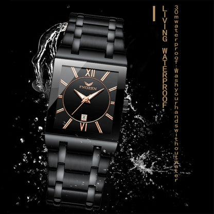 FNGEEN 3627 Waterproof Calendar Men Square Watch, Full Gold Black Surface, Full Gold Gold Surface, Black Belt Rose Shell Black Surface, Black Belt Gold Shell Black Surface, Black Belt Black Shell Black Surface, White Steel White Surface����������������...