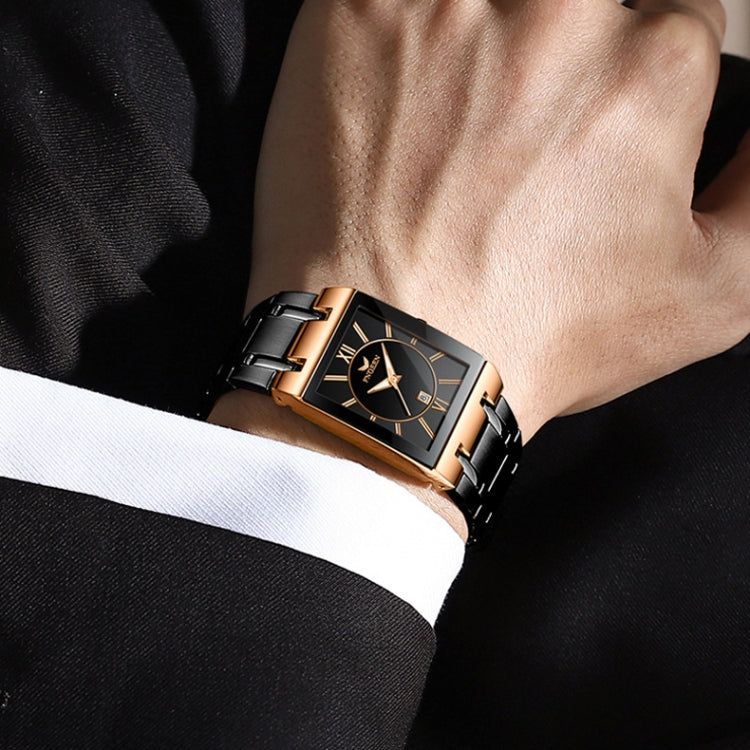 FNGEEN 3627 Waterproof Calendar Men Square Watch, Full Gold Black Surface, Full Gold Gold Surface, Black Belt Rose Shell Black Surface, Black Belt Gold Shell Black Surface, Black Belt Black Shell Black Surface, White Steel White Surface����������������...