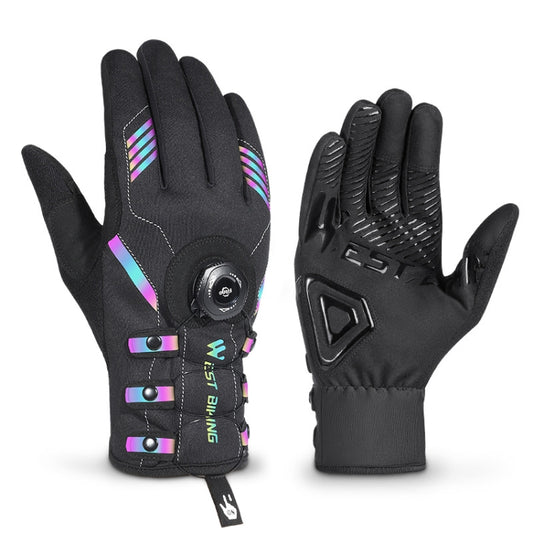 WEST BIKING Cycling Breathable Long Finger Self-locking Gloves with Buckle, M, L, XL, 2XL