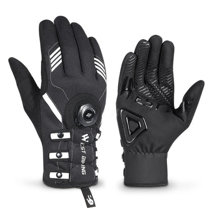WEST BIKING Cycling Breathable Long Finger Self-locking Gloves with Buckle, M, L, XL, 2XL