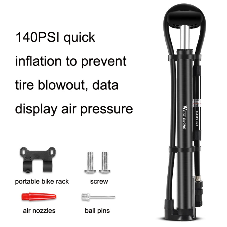 WEST BIKING YP0711122 Portable Bicycle High Pressure Pump, WEST BIKING YP0711122(Black), WEST BIKING YP0711122(Silver)